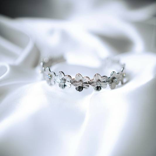 Bracelet fleurs argent satin amélioré